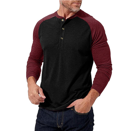Herrer Langærmet Henley skjorte med kontrasterende ærmer og praktiske knapper Stilla