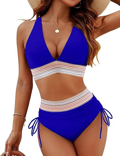 Dame Højskåret bikini med bred elastisk talje og dekorative detaljer Skovae
