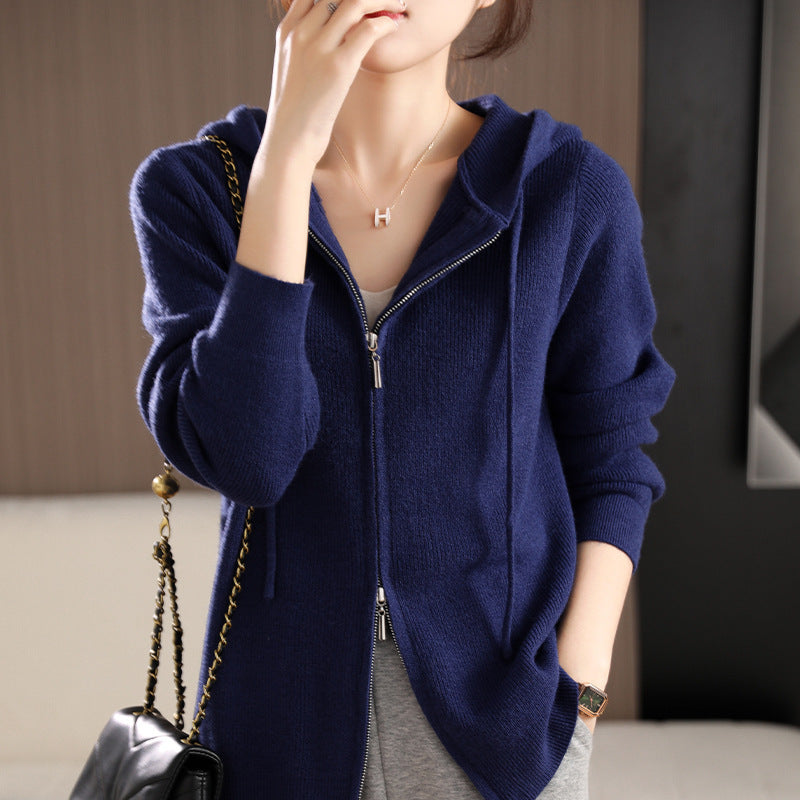 Femme Cozy Lynlås Strik Hoodie Stilla