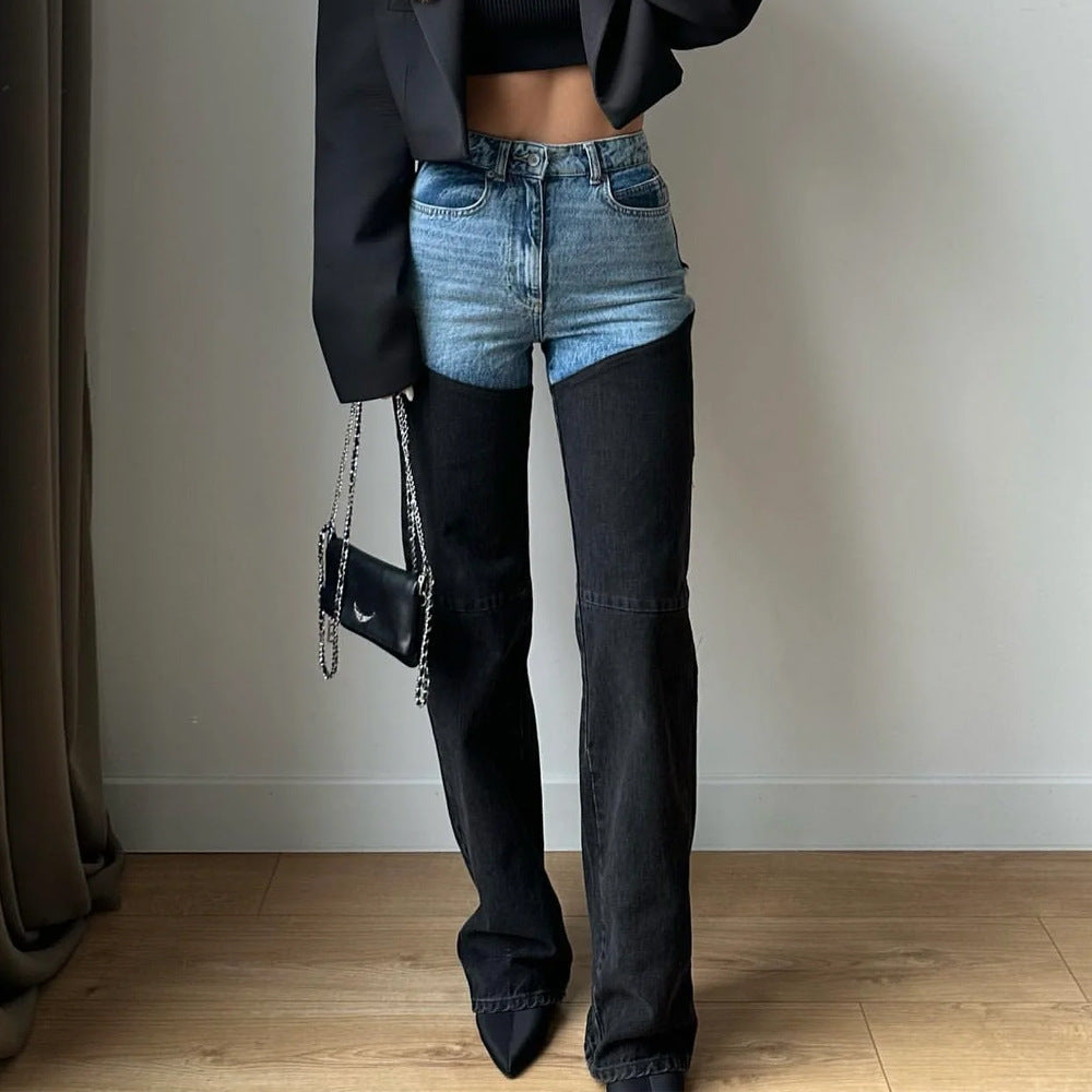 Dame High-Waist Jeans med asymmetrisk design Stilla