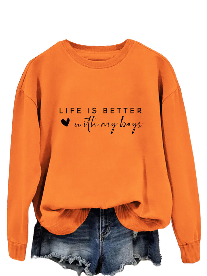 Kvinders hyggelige crew neck sweater med inspirerende print Stilla