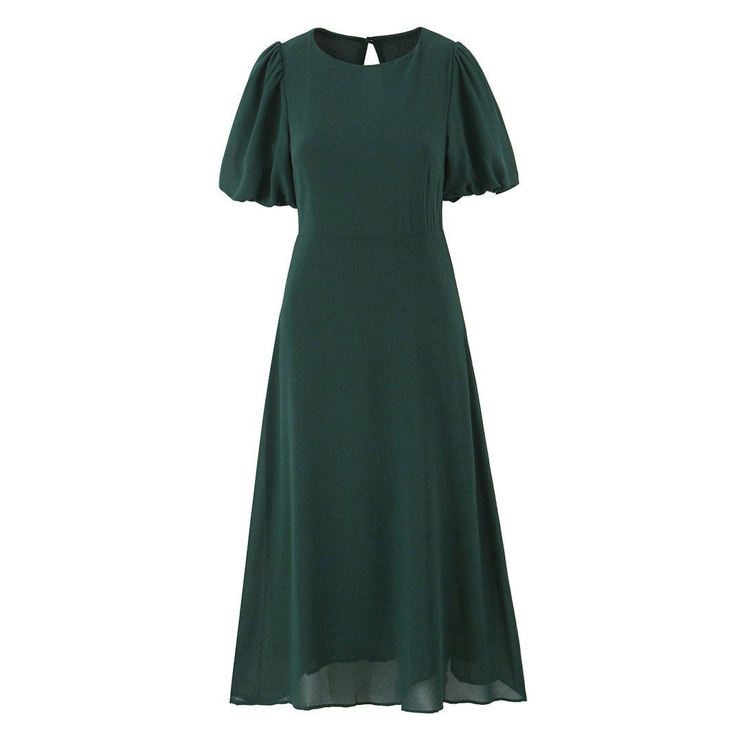Damer elegant Maxikjole med voluminøse puffærmer og svajende nederdel Stilla