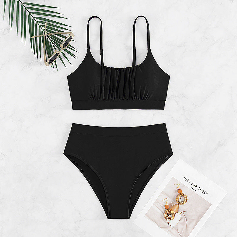 Damer Crop-Top Bikini-Sæt med høj talje og raffineret rynkning Stilla