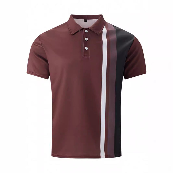 Herrer kortærmet poloshirt med moderne stribemønster og kvalitetsbomuld Stilla
