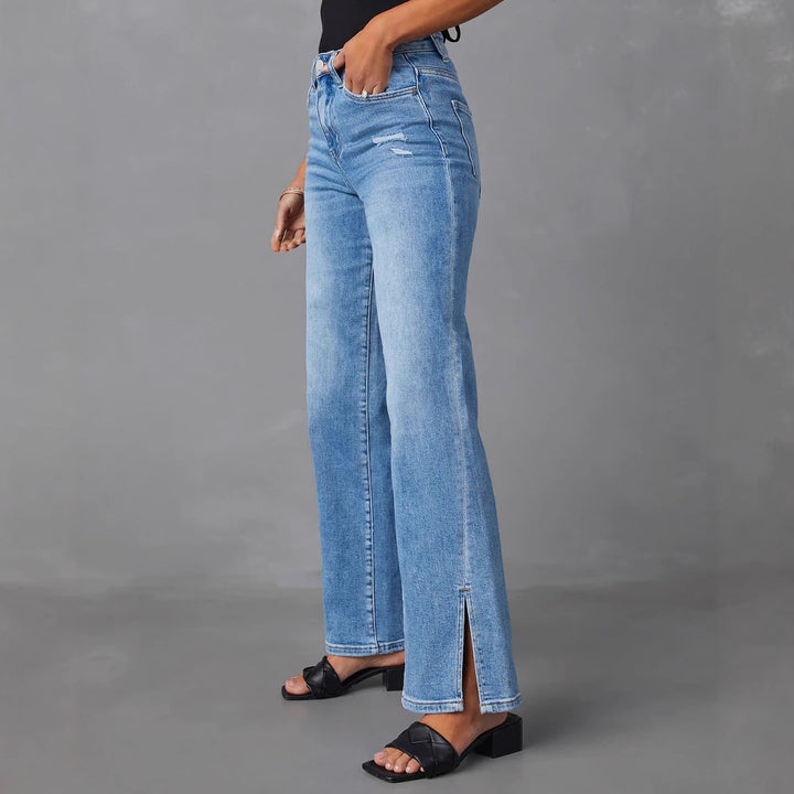 Damer Løst snittede jeans med sidelange slidser og høj talje Stilla
