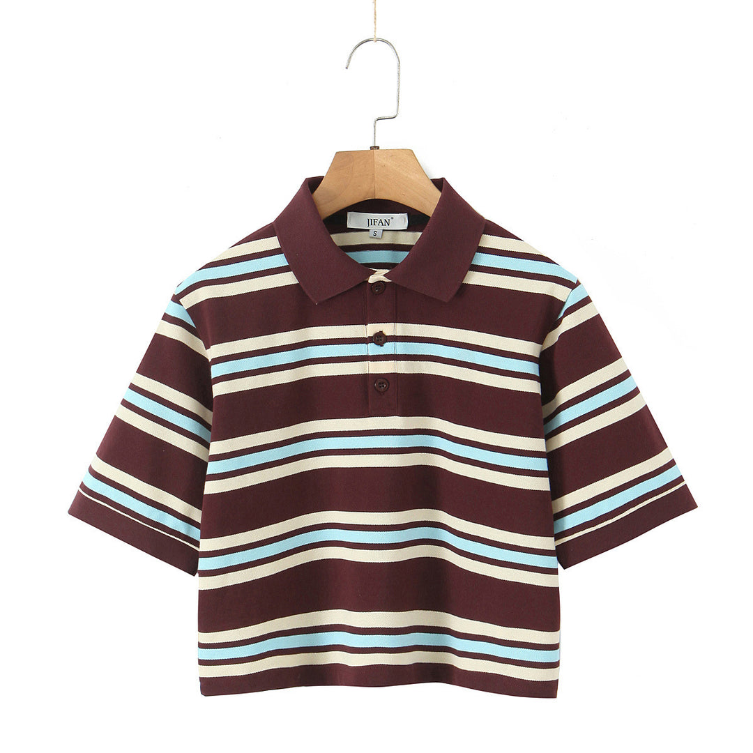 Dame Poloshirt med moderne stribemønster og afslappet snit Stilla