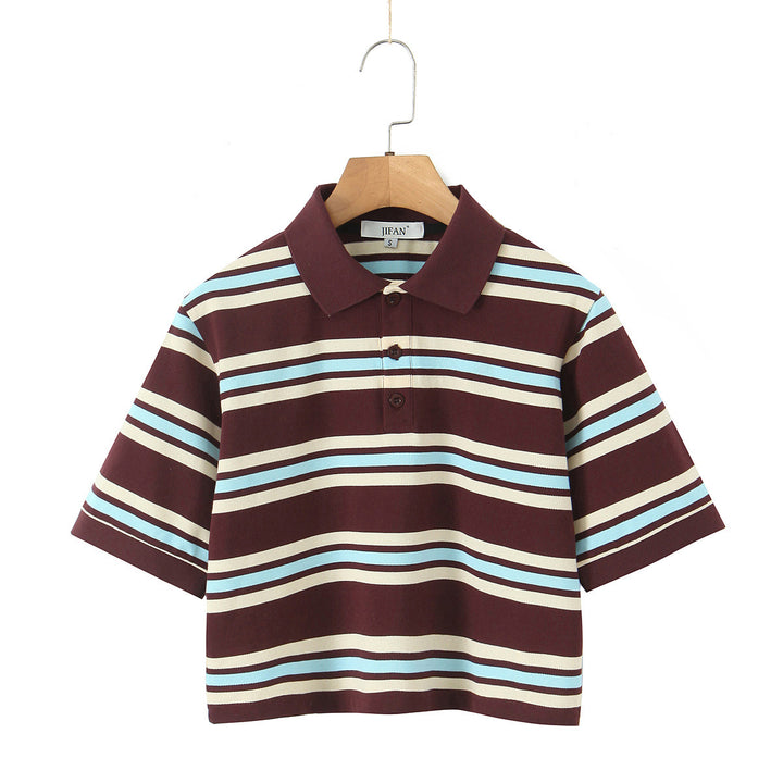 Dame Poloshirt med moderne stribemønster og afslappet snit Stilla