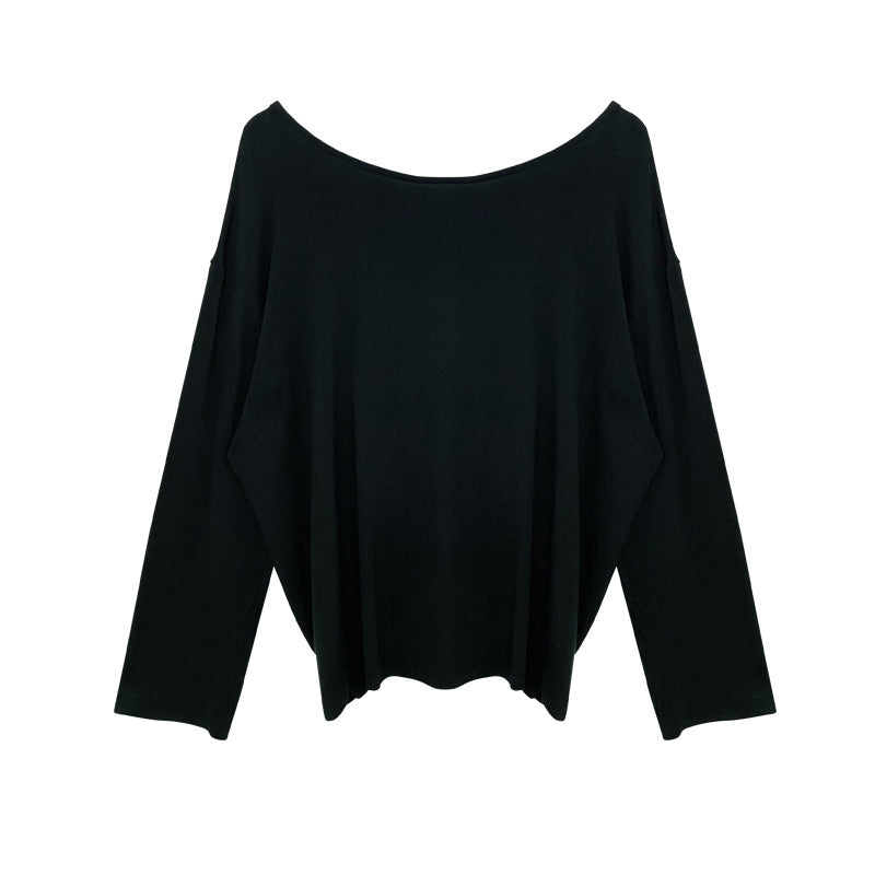 Dame Oversized Langærmet T-shirt med afslappet snit og vid udskæring Stilla