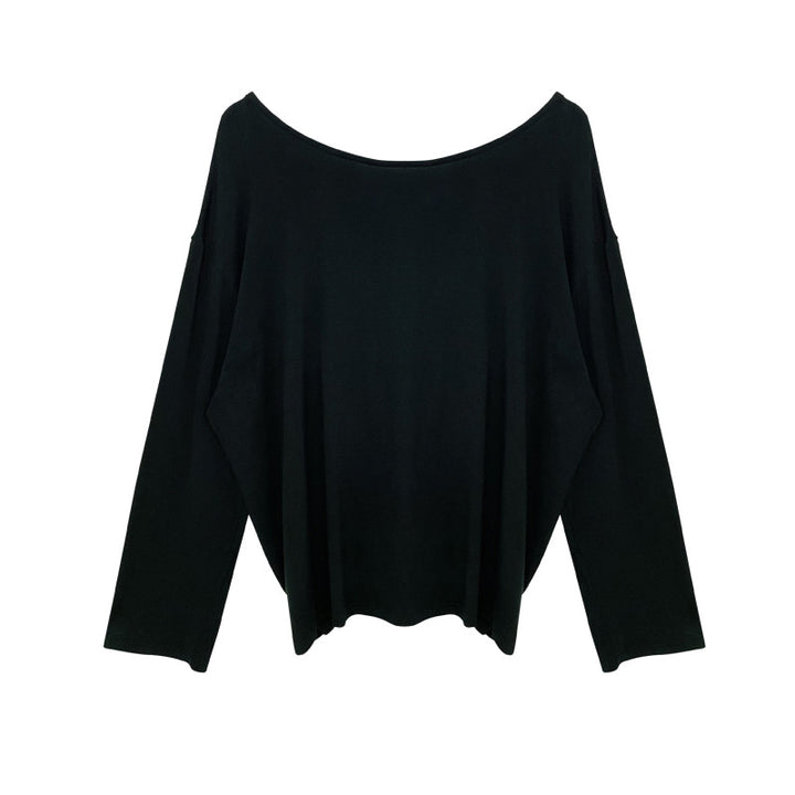 Dame Oversized Langærmet T-shirt med afslappet snit og vid udskæring Stilla