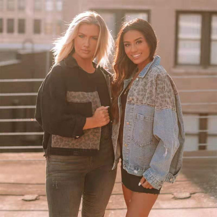 Dame trendy denimjakke med dyremønster Stilla