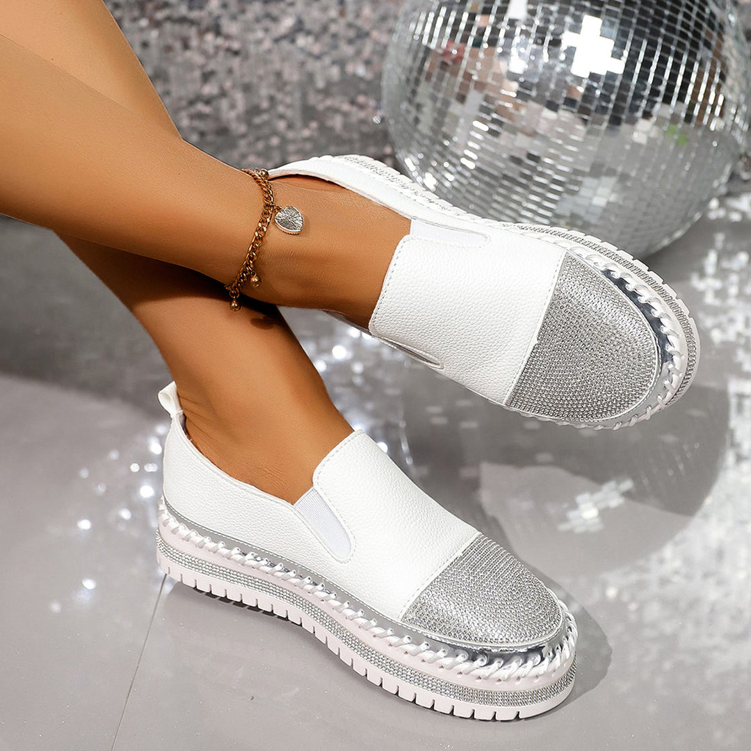 Dame Slip-On Sneakers med glitrende pyntesten og skridsikker sål Stilla