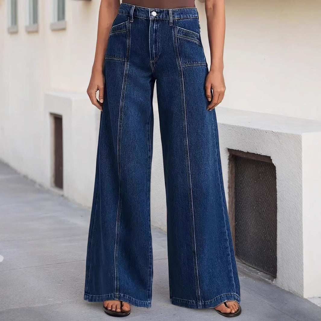 Dame brede jeans i moderne høj talje design med elegant snitføring Stilla