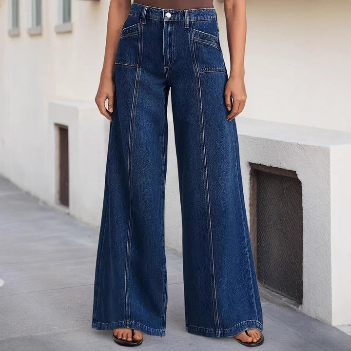 Dame brede jeans i moderne høj talje design med elegant snitføring Stilla