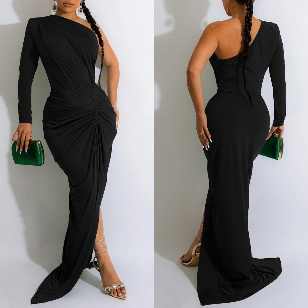 Dame elegant vikdress med asymmetrisk snit og glat drapering Stilla