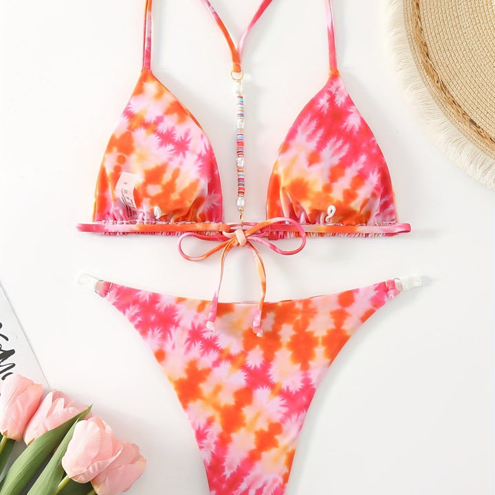 Dame triangel-bikini med moderne bindebånd-design Skovae
