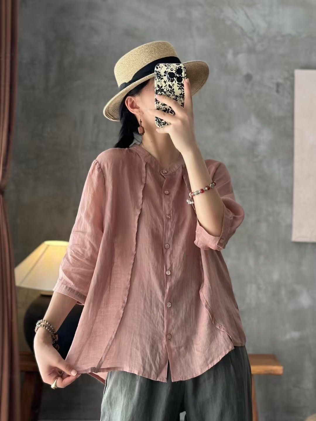 Femme Letvægts Button-Up Linnedæksel Stilla