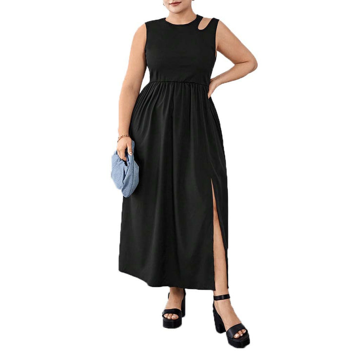Dame Maxikjole med sidelids og elegant drapering Stilla
