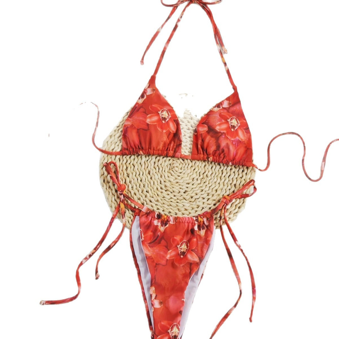 Dame blomsterprint trekant bikini sæt Stilla 1750839370