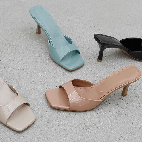 Dame elegante mules med høje hæle og komfortabelt fodseng Stilla