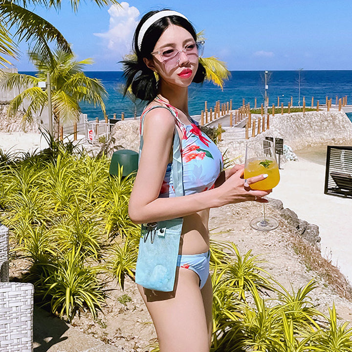 Dame Floral Print Crop Top Bikini Sæt Stilla