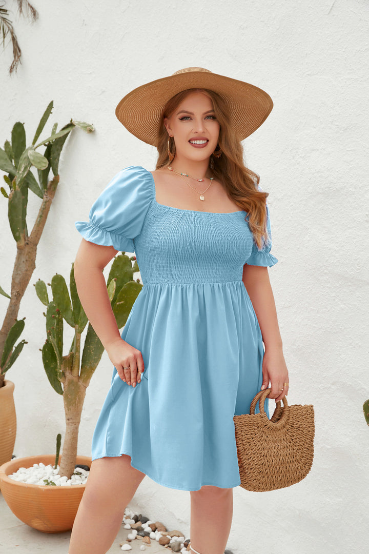 Dame Let sommerkjole med off-shoulder pasform og voluminøse puffærmer Skovae