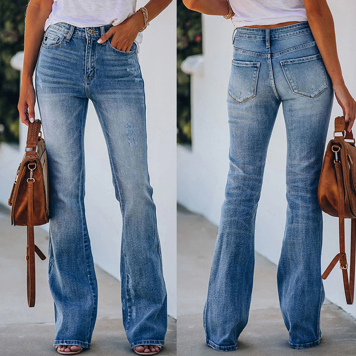 Dame flared jeans med høj talje og elegant pasform Stilla