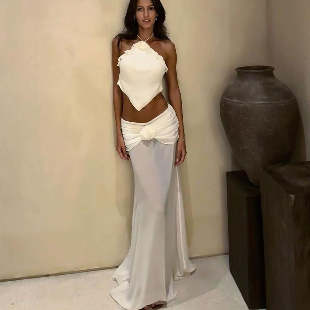 Dame Strandmode-sæt med elegant transparent overrobe og raffineret top Stilla