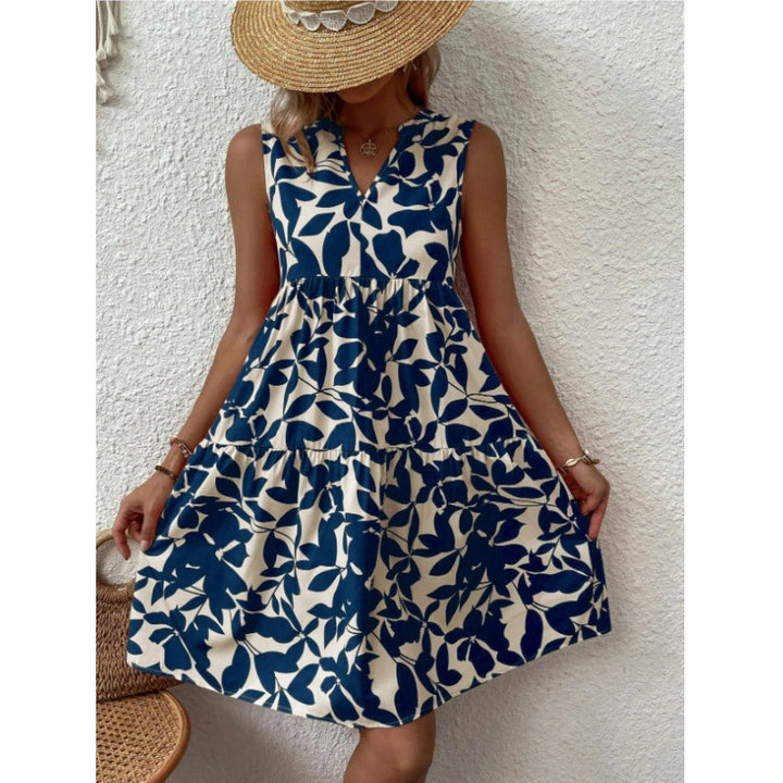 Dame sommermaxikjole med V-udskæring og trendy drapering Stilla