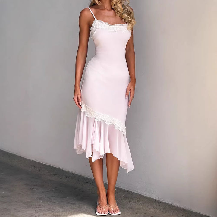 Dame Sexy Wrap Kjole med Spidsdetaljer Skovae