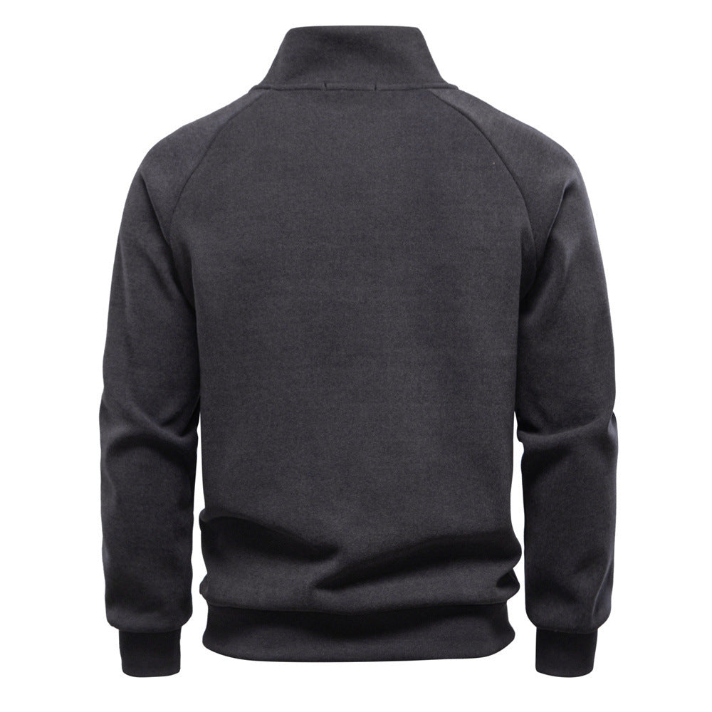Herrer med ståkravepullover med asymmetrisk skulderlynlås og raglanærmer Skovae