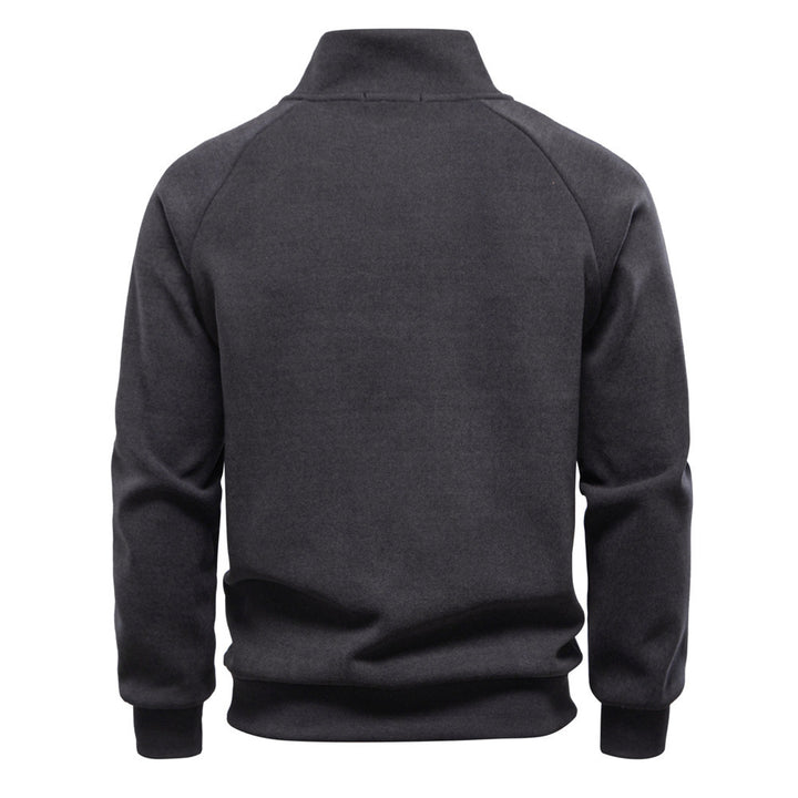 Herrer med ståkravepullover med asymmetrisk skulderlynlås og raglanærmer Skovae