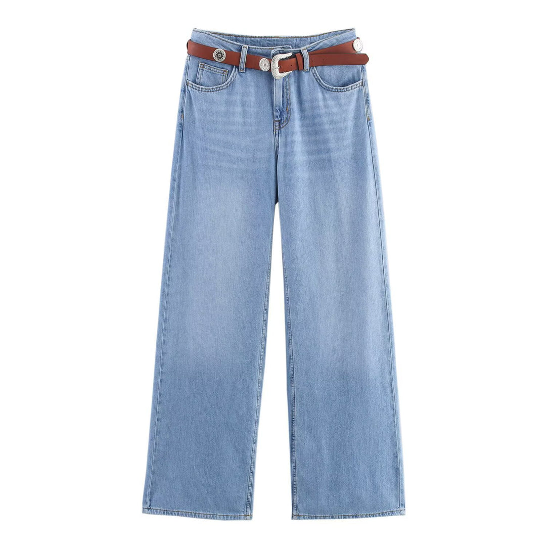 Dame baggy jeans med elegant bælteapplikation Skovae