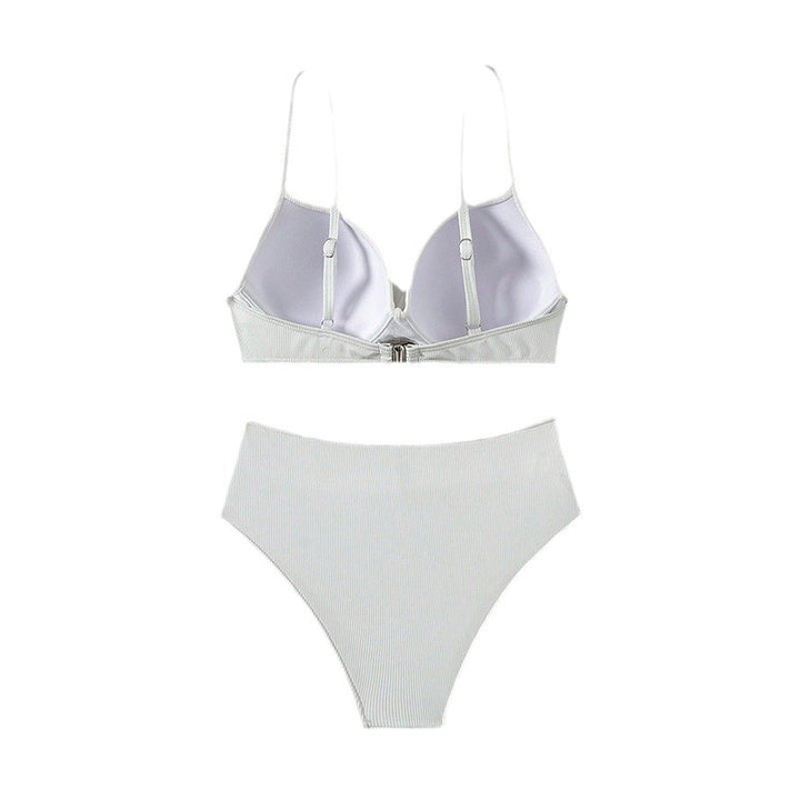 Dame bikini-sæt med højt skåret trusse og elegant top Skovae