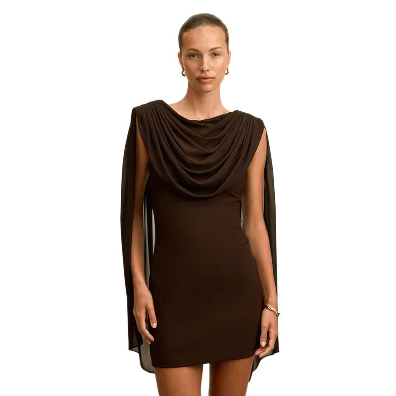 Damen Elegantes Wickelkleid mit drapierter Schulterpartie Skovae