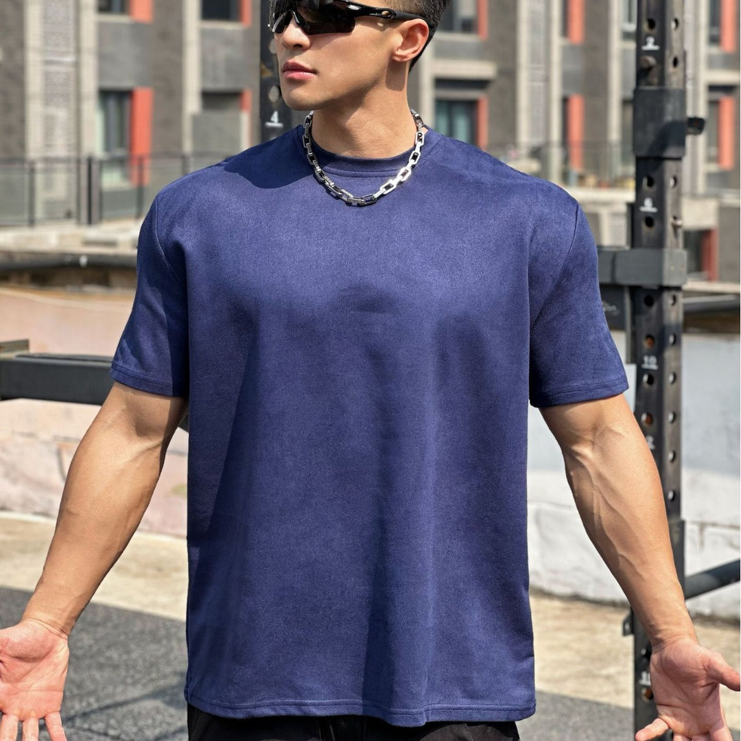 Herren Sportliches Fleece T-Shirt med forstærket krave og afslappet snit Stilla