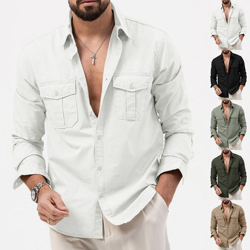 Herren nan slim fit fritidsskjorte med brystlommer og Kent krave Skovae