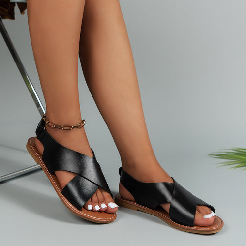 Dame luftige sandaler med elegant X-rem-design og behagelig fodseng Stilla