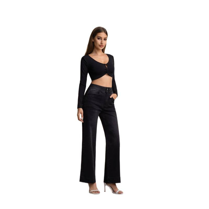 Dame brede High-Waist Jeans med klassisk snit og moderne touch Skovae