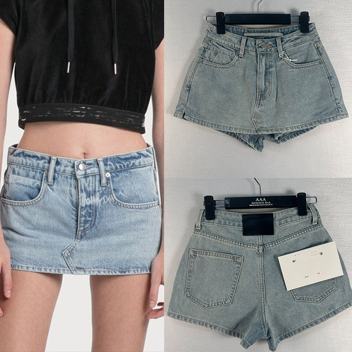 Dame Vintage Jeansshorts med høj talje og sidelommer Stilla