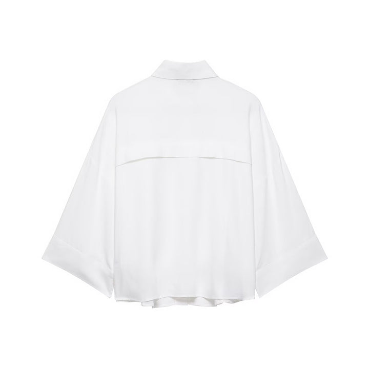 Dame afslappet skjortebluse med oversized snit og praktiske lommer Skovae