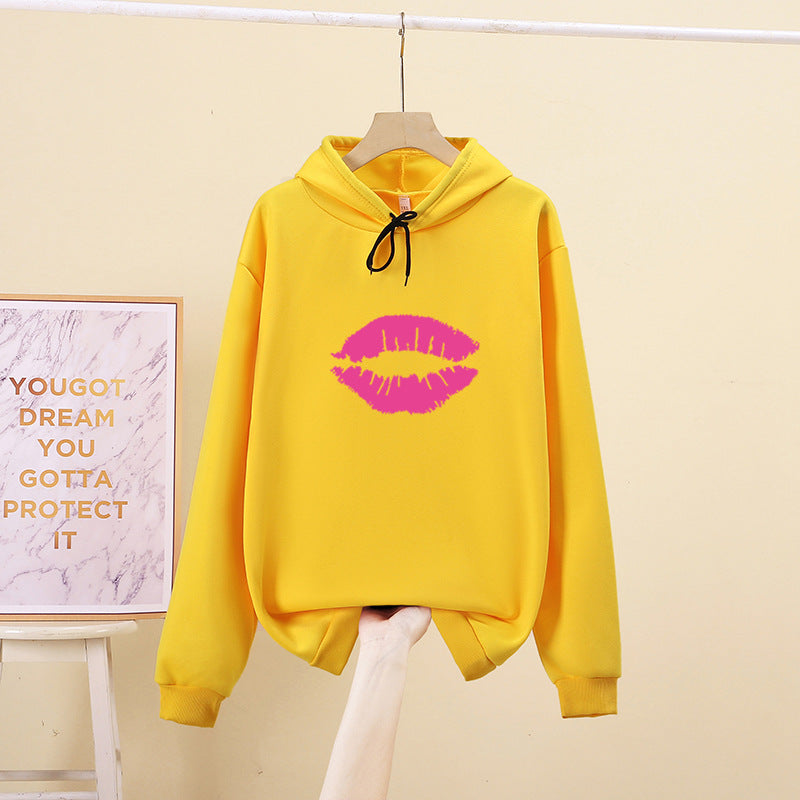 Kvindernes hoodie med iøjnefaldende læbe motiv Stilla