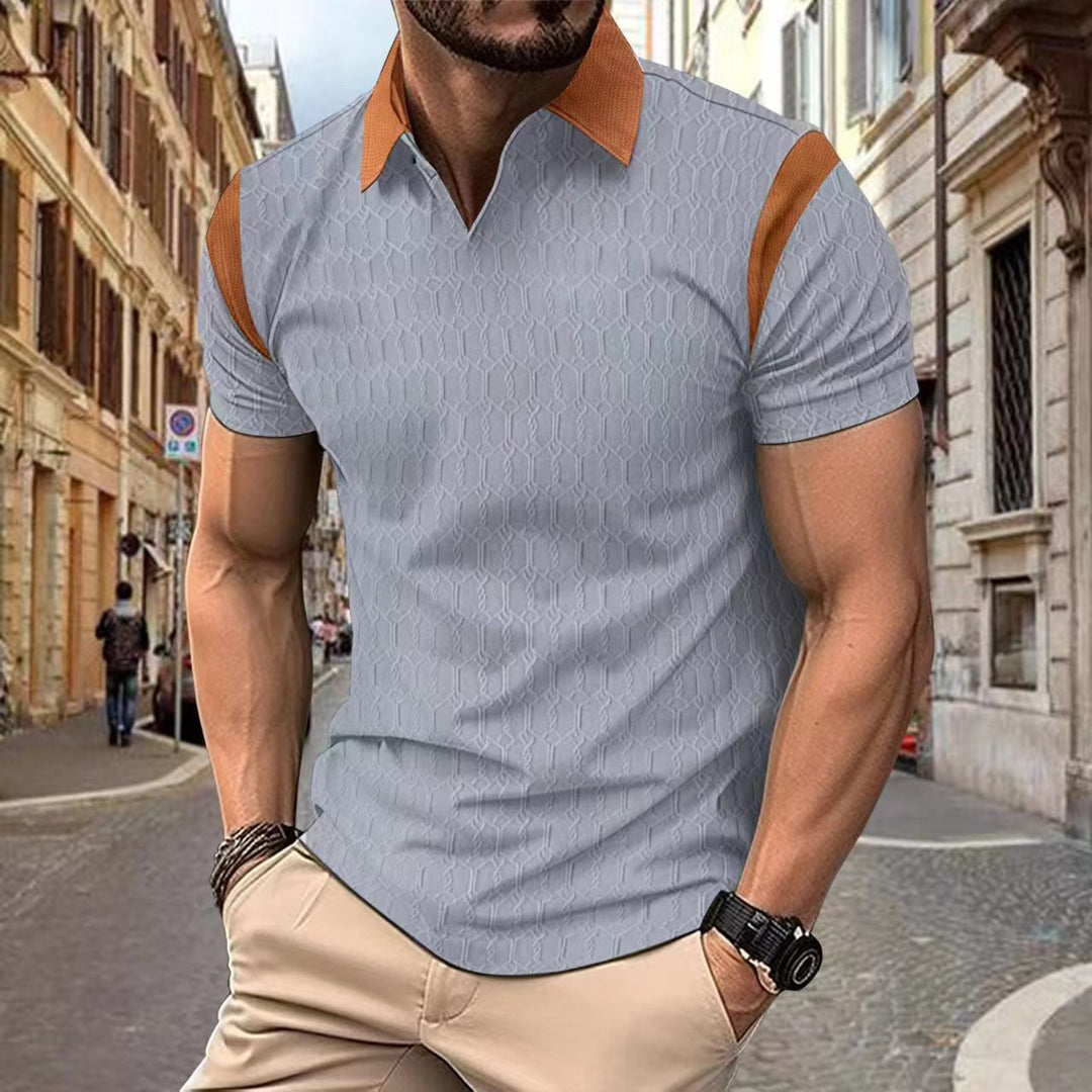 Herrer kortærmet poloshirt med elegant strukturelt design og fashionable kontrastelementer Stilla