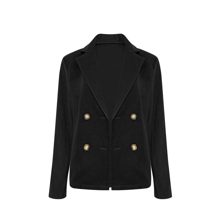 Kvindernes elegante oversized blazer med dobbelt knaplukning og tekstureret ærme Stilla