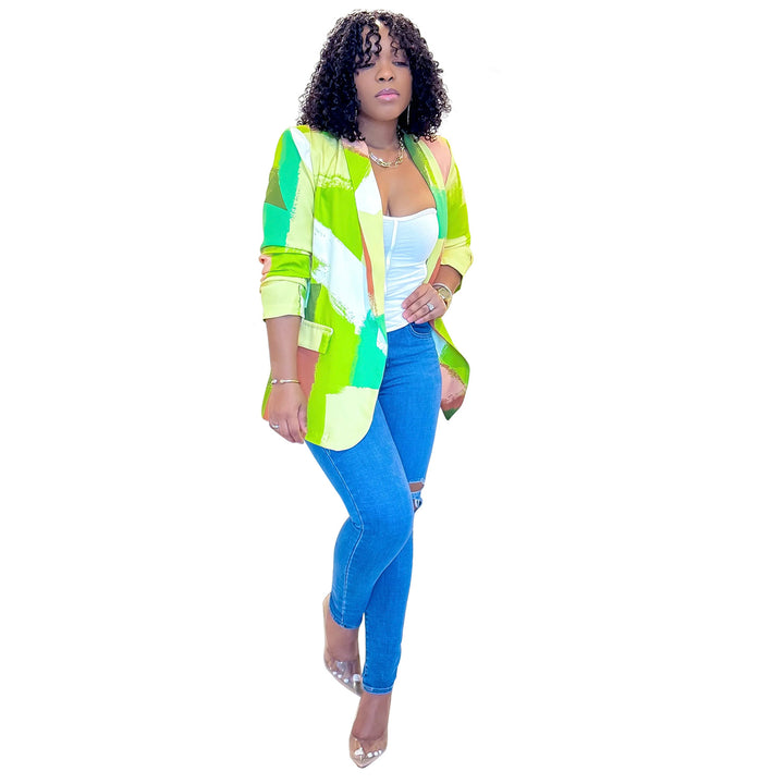 Dame Mode Blazer i Colorblock-design Stilla