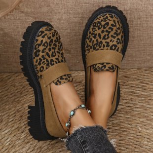 Dame Komfortable Mokkasiner med moderne Leopardsmønster og tyk Profilsål Stilla