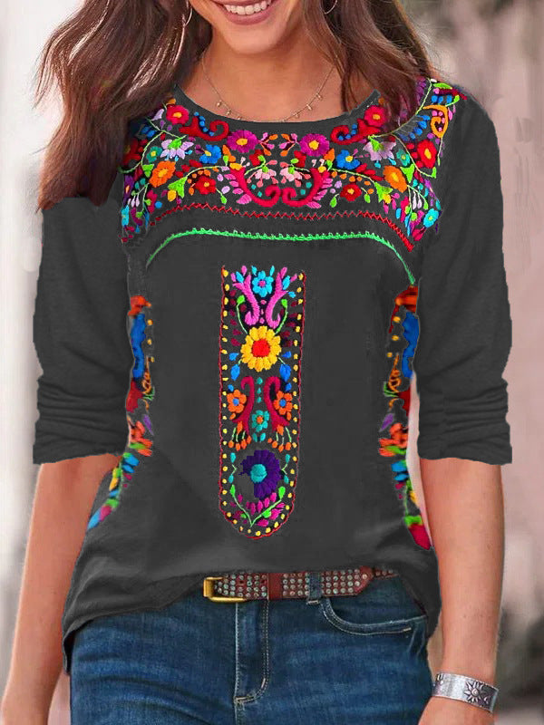Dame broderet tunika top Stilla
