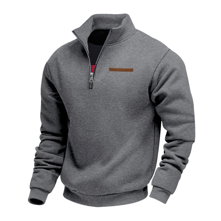 Herrer nan halv-zip sweatshirt lavet af tung fleece med ståkrave og skjult brystlomme Skovae