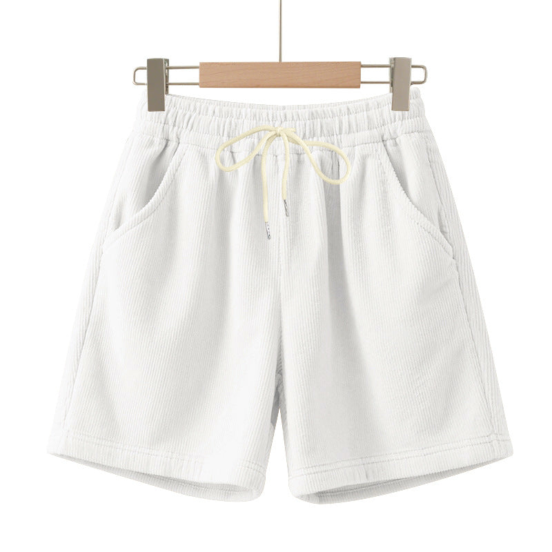 Herren nan ribbet Jersey-shorts med elastisk talje, dekorativ snor og sidelommer Skovae