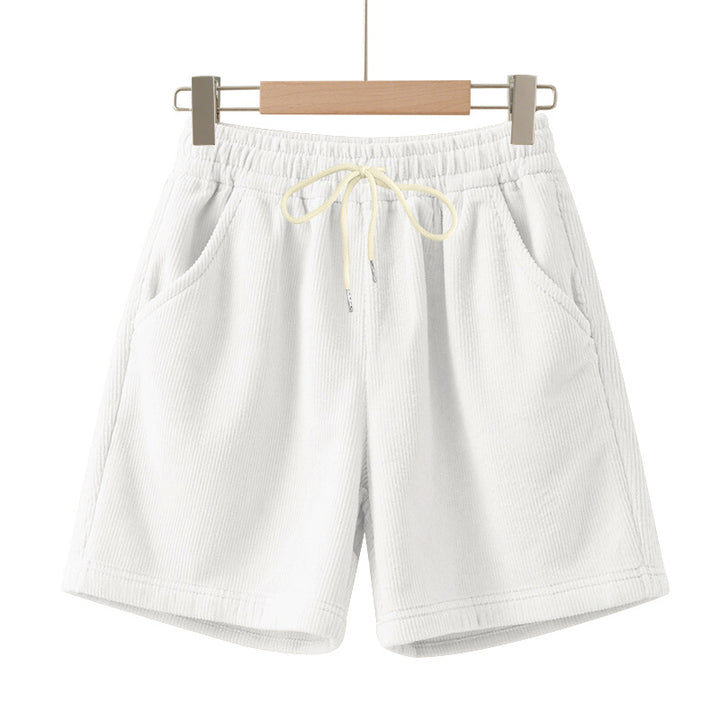 Herren nan ribbet Jersey-shorts med elastisk talje, dekorativ snor og sidelommer Skovae