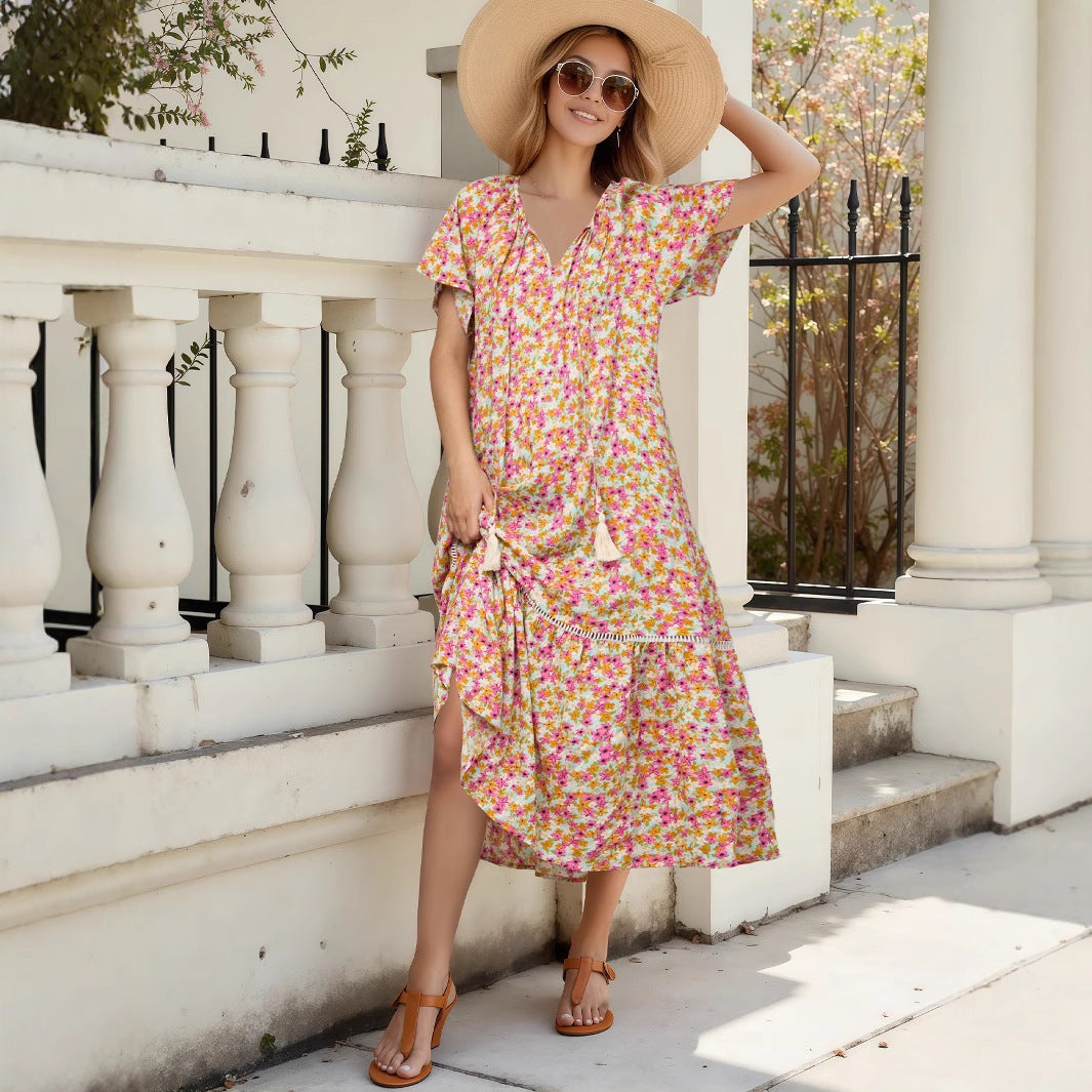 Dame Bohemian Floral Maxi Kjole Stilla